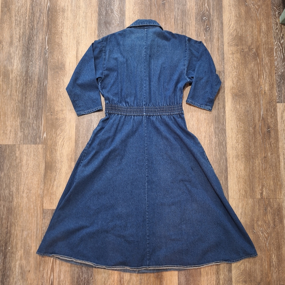 Denim Midi Shirt Dress - Blue - Picture 7 of 7